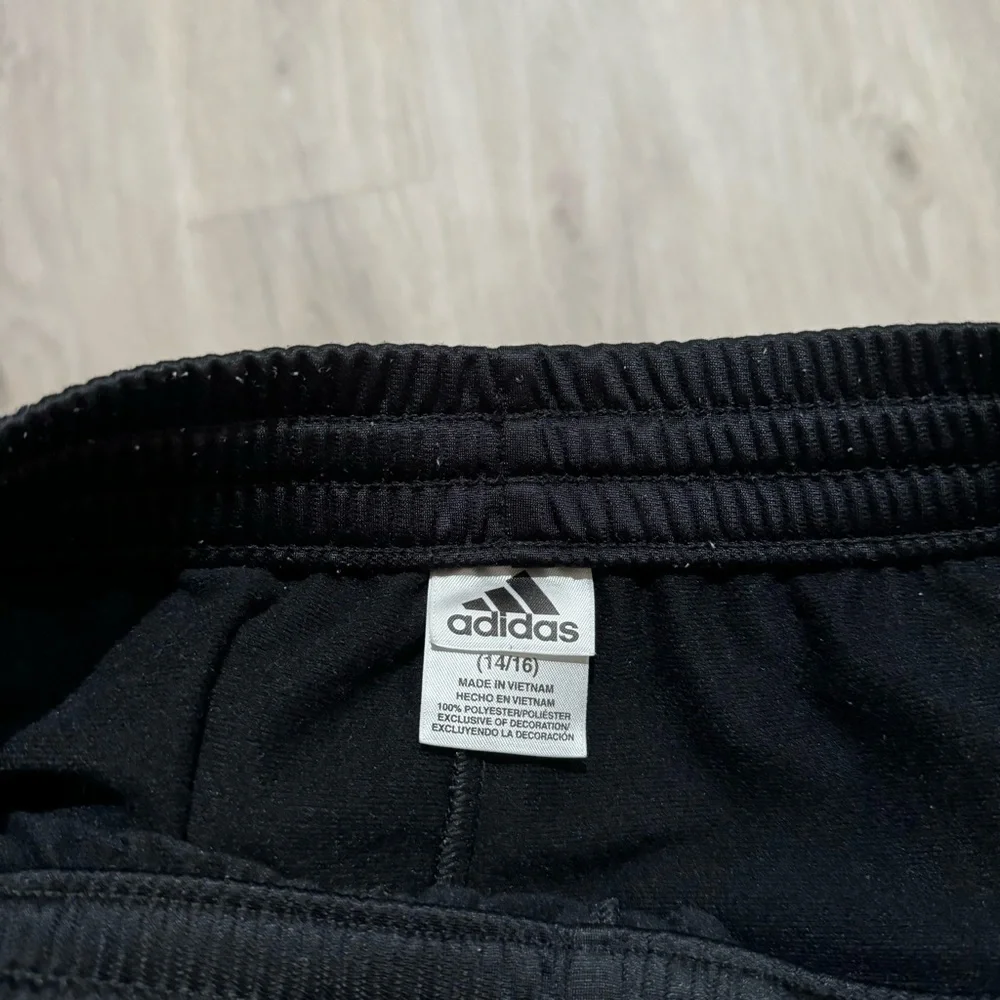 Kids Adidas Girls Black 3 Stripe Soccer Track Pants Straight Leg XL 14/16